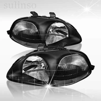 sulinso plug n play operation all black clear headlights head lamps amber reflector fit for honda civic