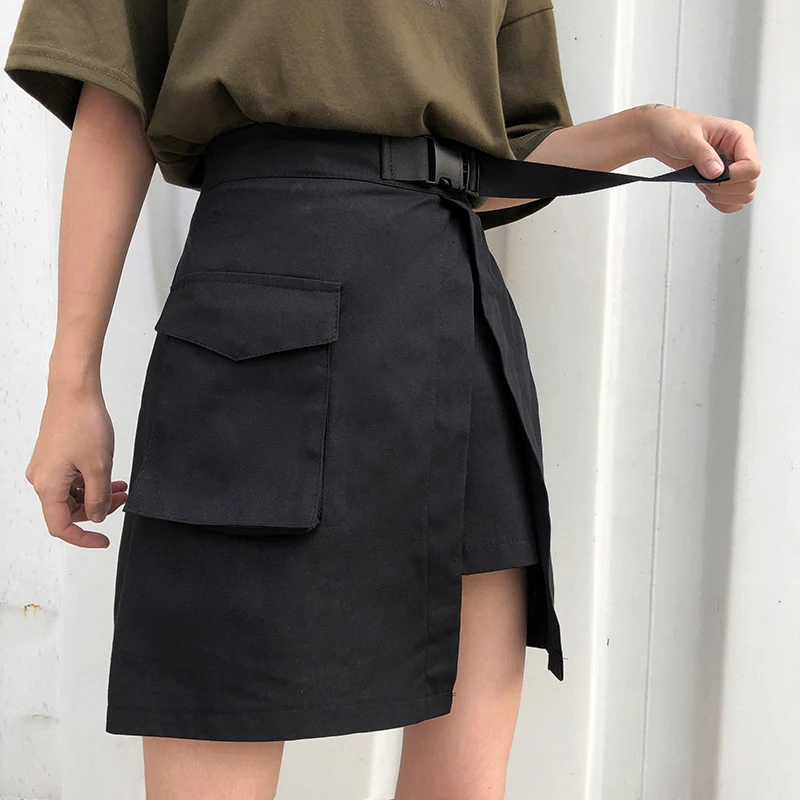 Повседневная Женская однотонная трапециевидная юбка в стиле Харадзюку