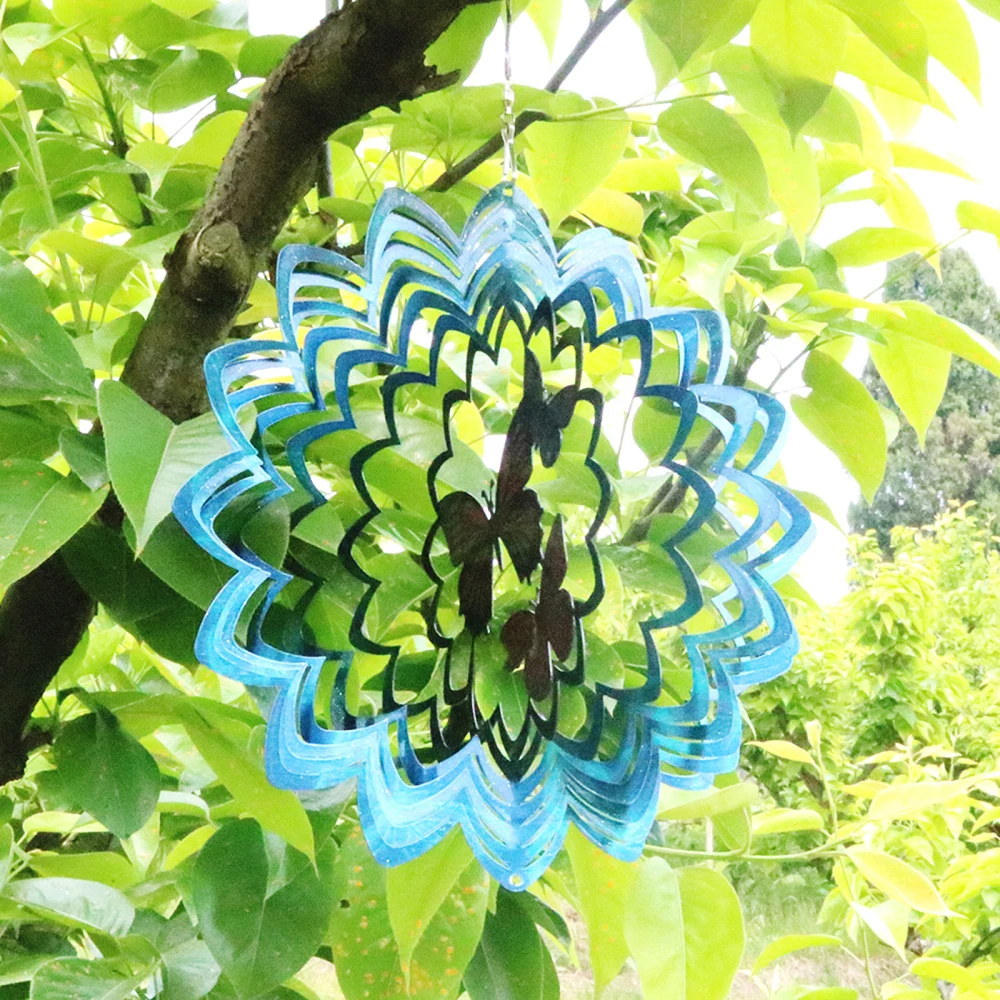 

Stainless Steel Butterfly Rotating Wind Chime 3D Crafts Birthday Christmas Mother's Day Hanging Decorations Garden Decoration