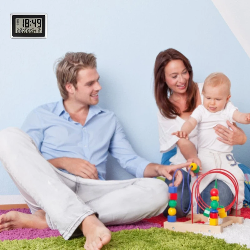 Цифровые настенные часы с большим дисплеем бесшумные настольные на батарейках