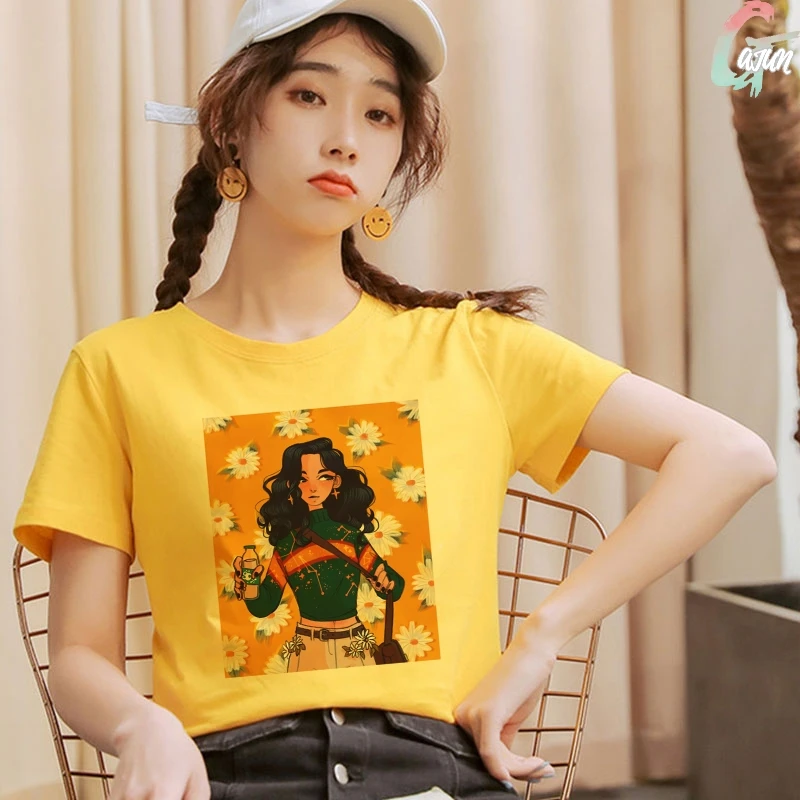 

Summer New Vogue Yellow Oversized Blusas Ropa De Mujer Harajuku Rose Girl Kpop Top Women Blouses 2020 Aesthetic Sunflower Blouse