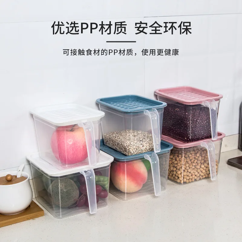 

3349 Refrigerator Freshness Box Kitchen with Handle Plastic Lid Sealing Food Fruit Storage Box Storage Jar Wholesale