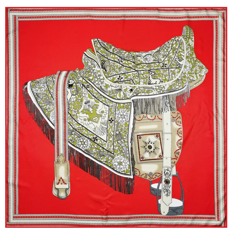 

Manual Hand Rolled Twill Silk Scarf Women Prairie Saddle Square Scarves Echarpes Foulards Femme Wrap Bandana Hijab 90CM Shawl