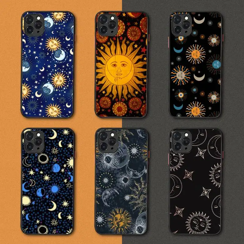 

Funny Sun Moon Phone Case black matte transparent For iPhone 7 8 x xs xr 11 12 pro plus mini max Clear Funda