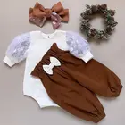 Комплект для новорожденной девочки из двух предметов, Топ с длинным рукавом и повязка на голову
