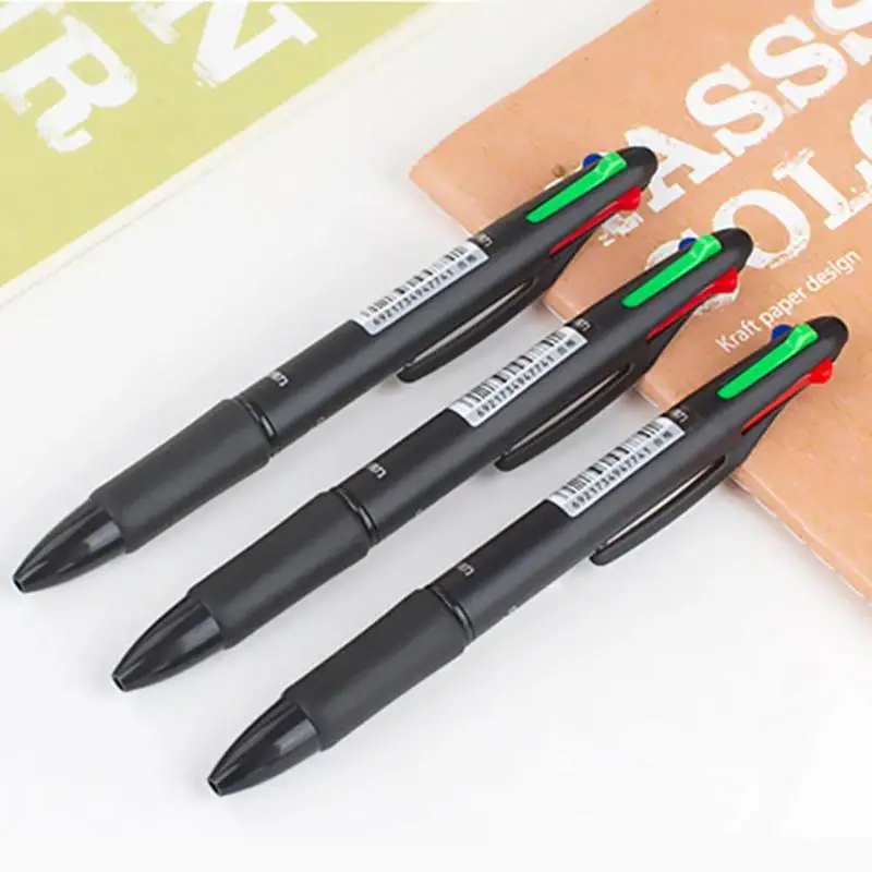 

4 In 1 Colorful Push-Type Ballpoint Pen Retractable Stationery Writing Students Pen Gift Point Ball Office Supplies School I4L3