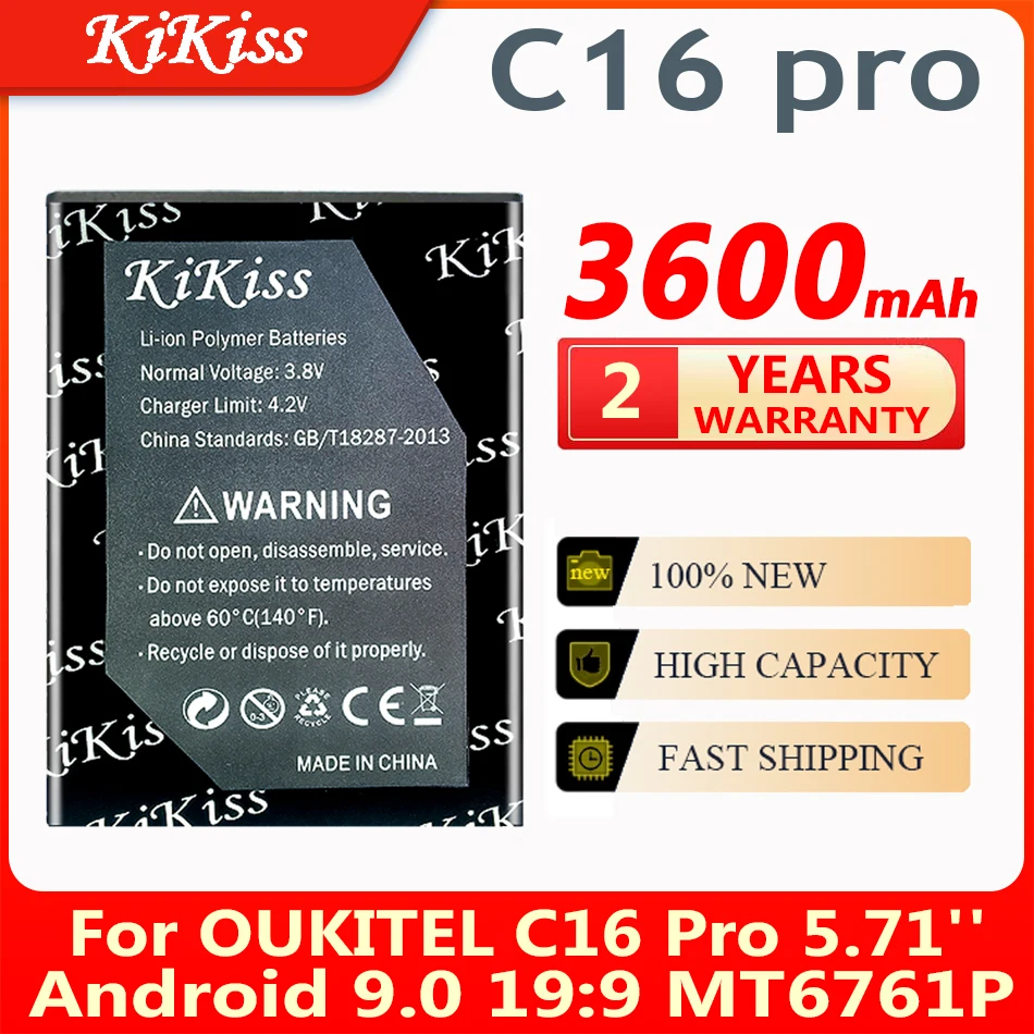 

KiKiss 3600mAh Replacement Battery C16pro for OUKITEL C16 Pro 5.71'' Android 9.0 19:9 MT6761P 3GB 32GB / s68 Smartphone