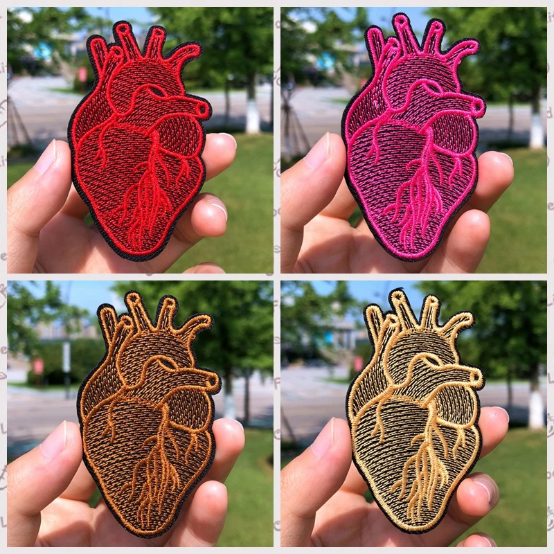 Простые шестицветные нашивки в форме сердца для вышивки одежды швейные на одежду