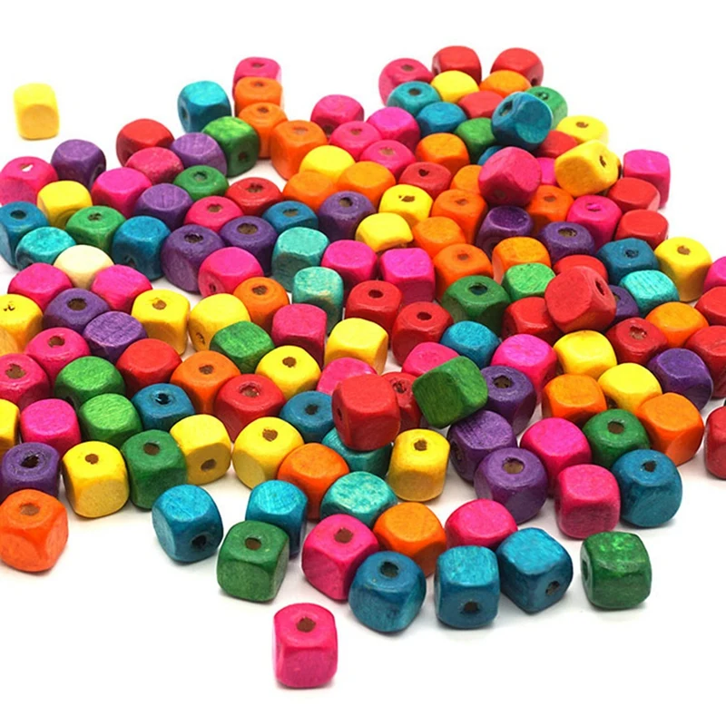 

DIY Children's Beaded Colorful Maple Square Beads Loose Beads Square Beads Wooden Accessories