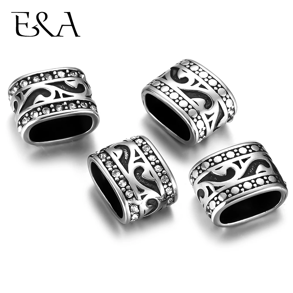 Бусины-слайдеры из нержавеющей стали для изготовления кожаных браслетов-шармов