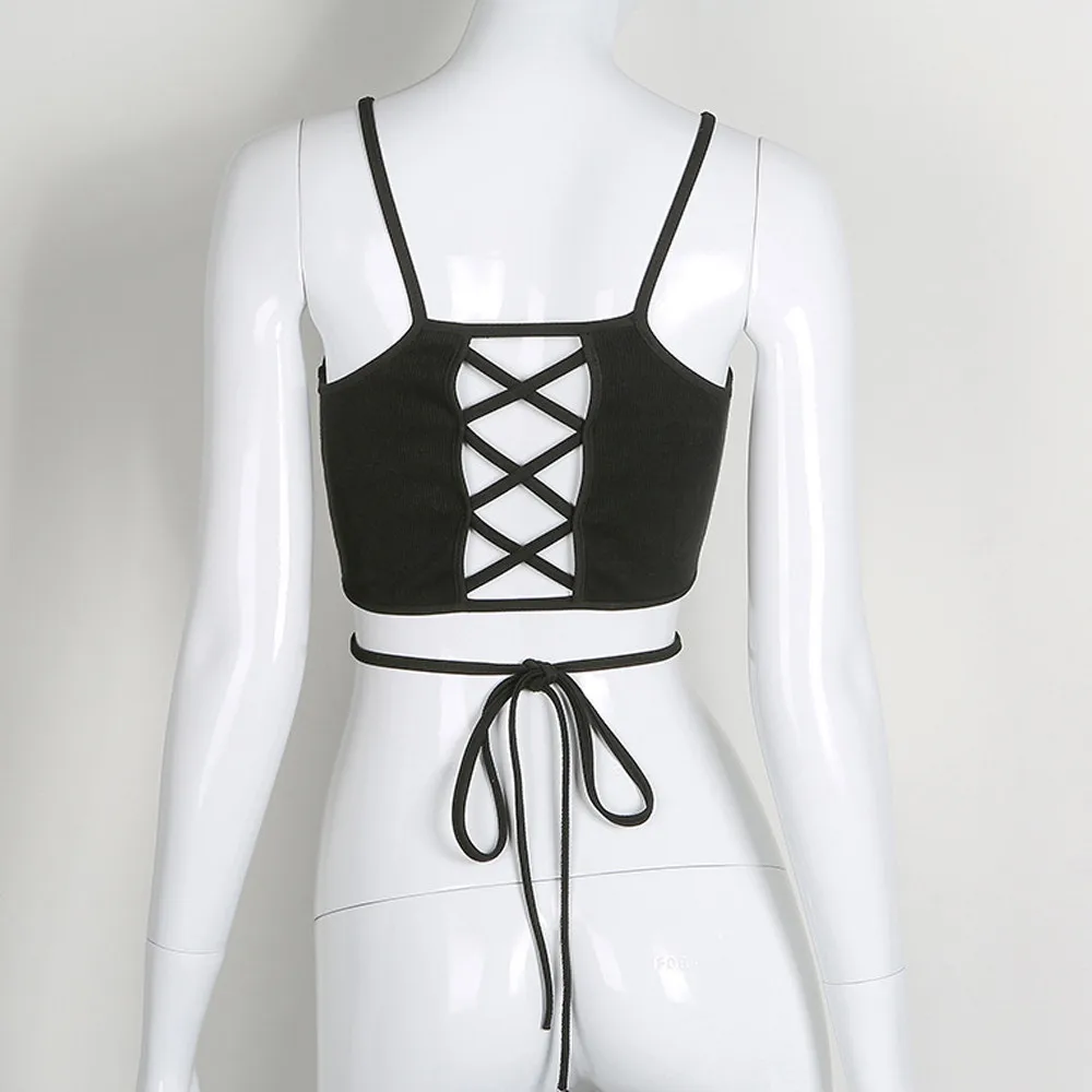 Женский сексуальный жилет с открытой спиной и перекрестными лямками майка