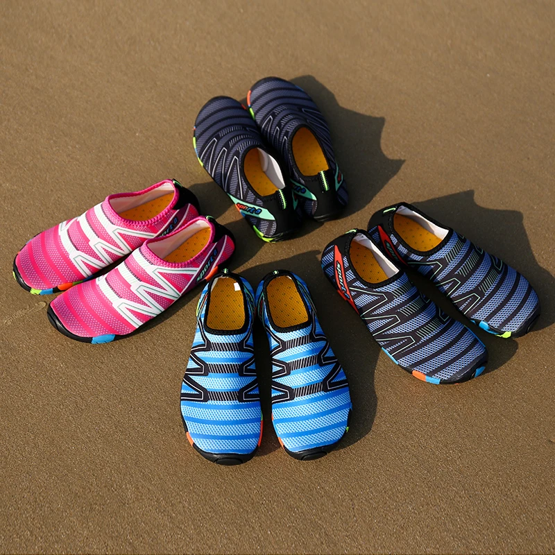 

2020 Men Woman Beach Summer Outdoor Wading Shoes Swimming Slipper On Surf Quick-Drying Aqua Shoes Skin Sock Striped Water Shoes