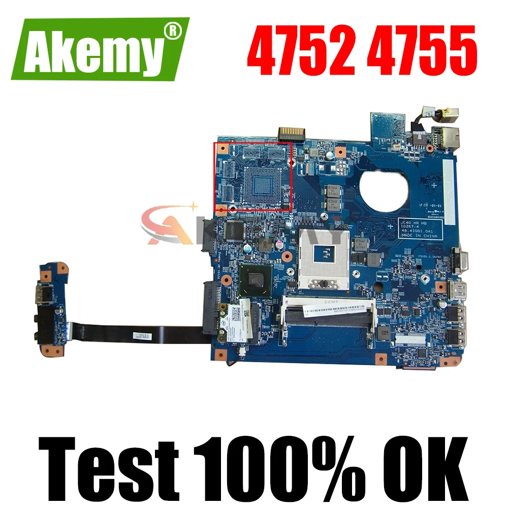 

AKEMY JE40 HR MB 10267-4 48.4IQ01.041 For acer aspire 4752 4755 laptop motherboard HM65 DDR3 MBRPT01001 MB.RPT01.001