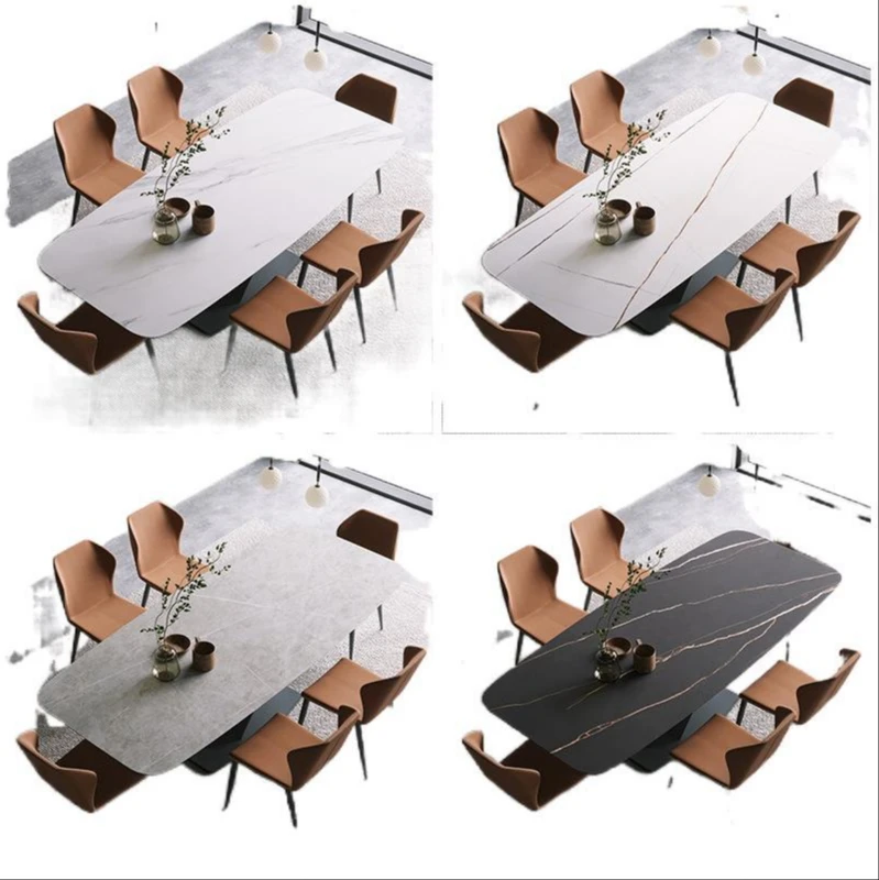 

table and chair combination Nordic household rectangular dining table large-sized horse belly square table
