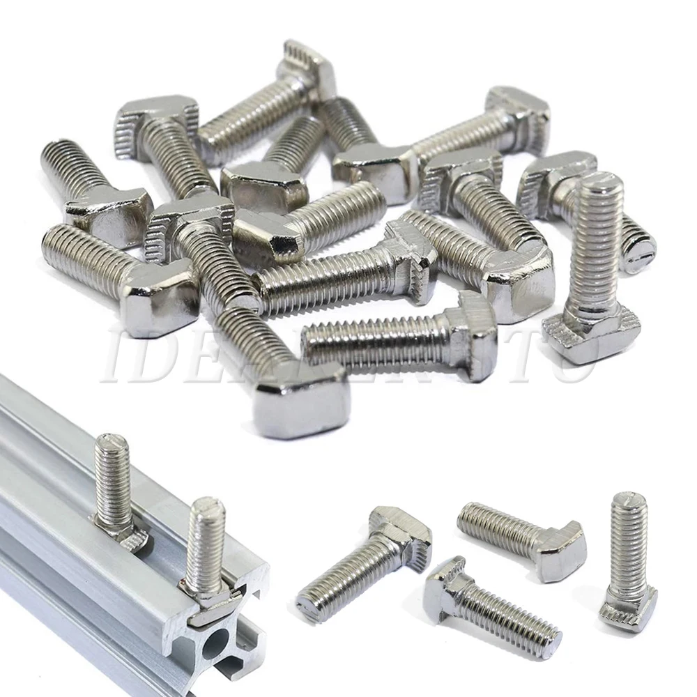 

50Pcs M5 M6 M8 T-type Nuts Bolts Fastener Aluminum Connector For 20 30 40 45 Series Aluminum Extrusion Profile