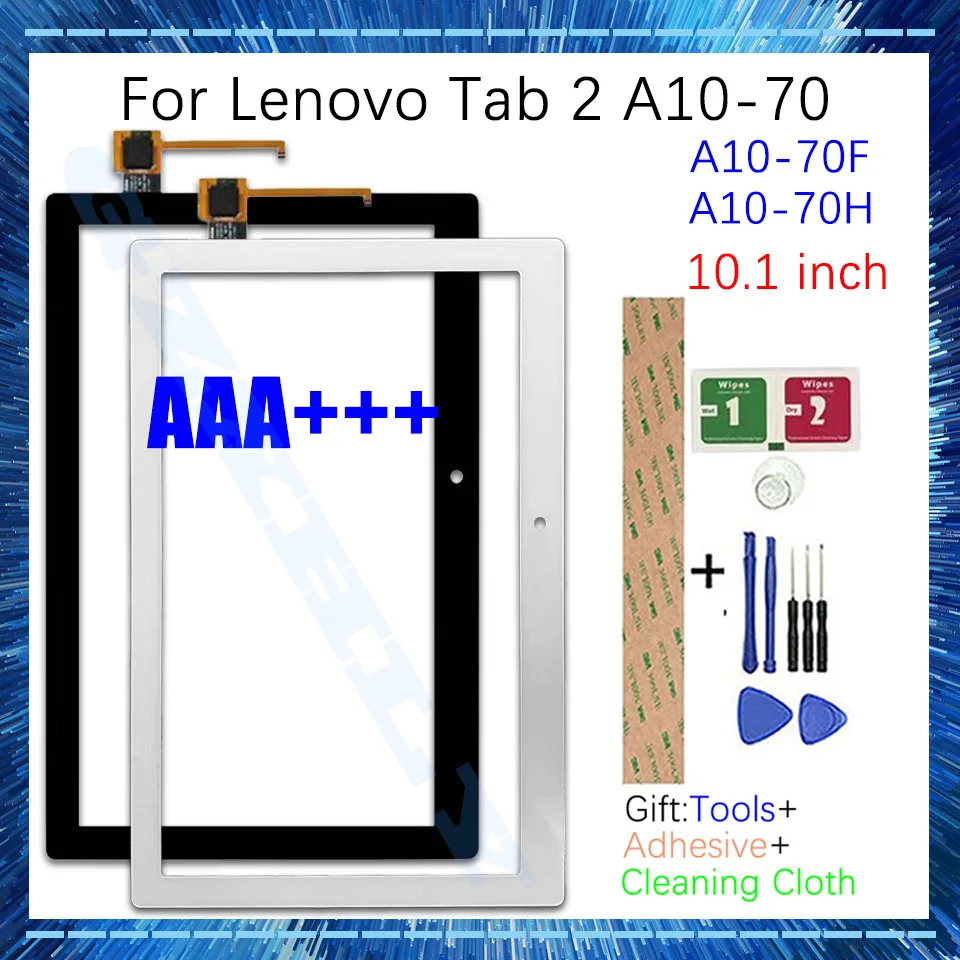 

New For Lenovo Tab 2 A10-70 A10 70H 70F Touch Glass Screen Display LCD Outer Digitizer Front Glass Panel Replacement + Adhesive