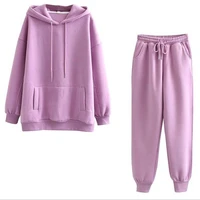 Autumn and winter new Hooded Sweater plush and bulky 2020 top sports suit for women