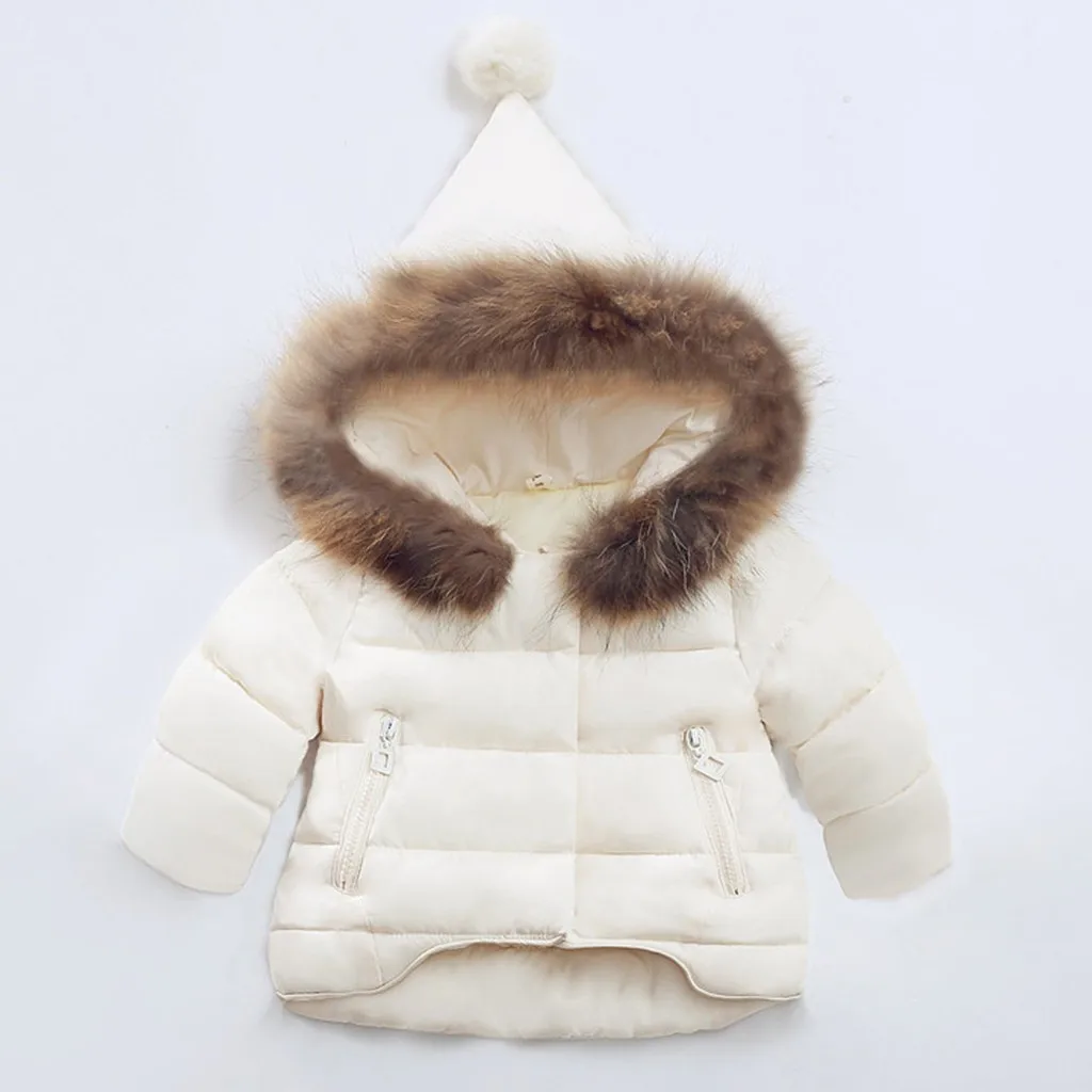 

1-5Y Solid Color Hoodie Zipper Winter Down Parkas for Girls Solid Color Hoodie Zipper Coats Kids Keep Warm Coats