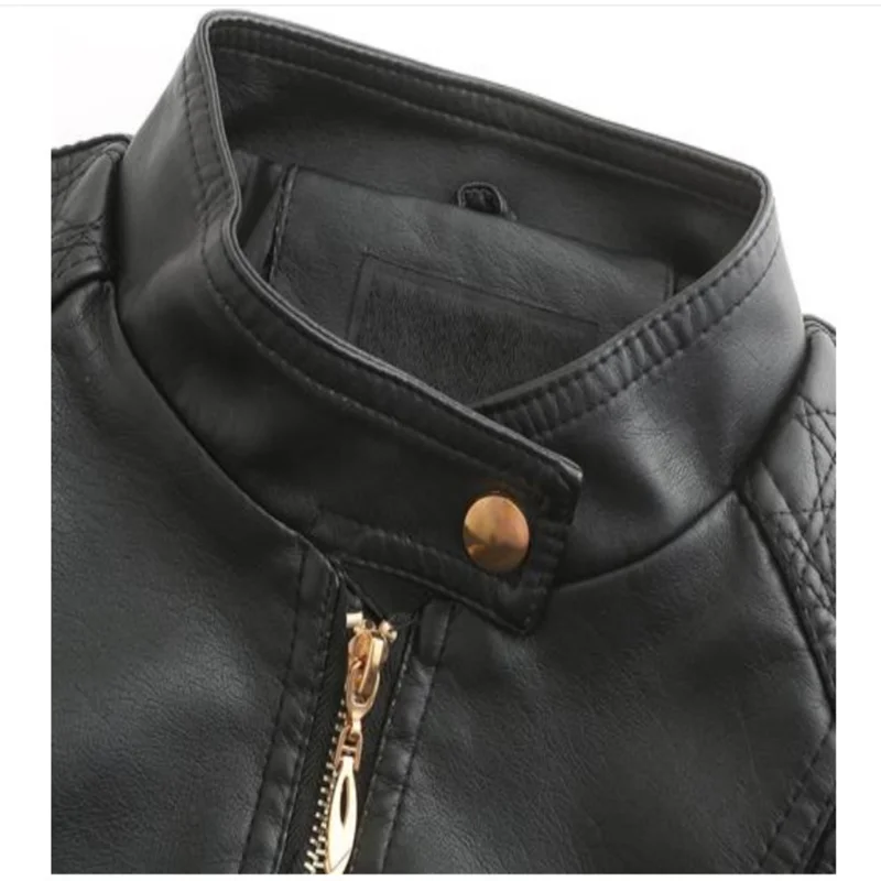 

The New Spring And Autumn 2020 Leather Jacket For Women With European And American Plus-size Stand-up Collar PU Leather Jacket