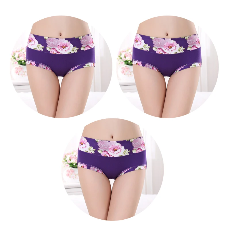 Женские хлопковые трусы с принтом дышащие больших размеров 3 шт./лот
