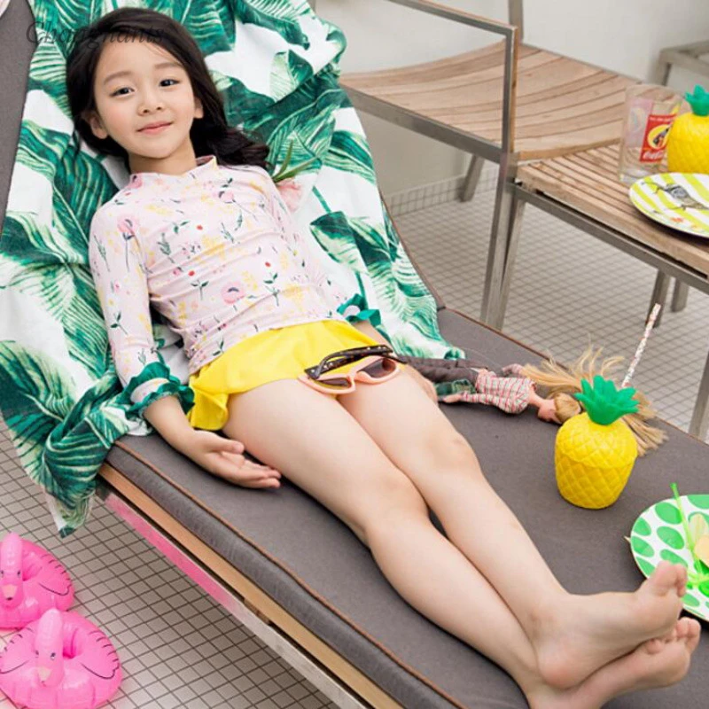 Новая модель детский купальный костюм из двух предметов для девочек 2 8 лет