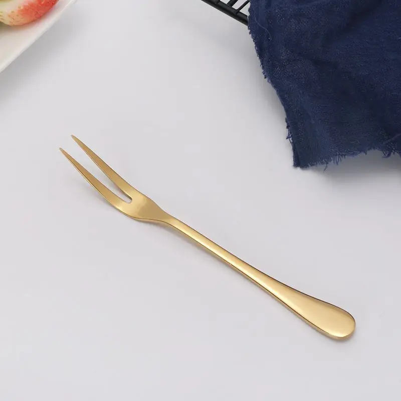 

Stainless Steel Gold Cake Dessert Fruit Forks set Tableware Multiple Use Snack Cake Dessert Forks Cafeteria Home Flatware