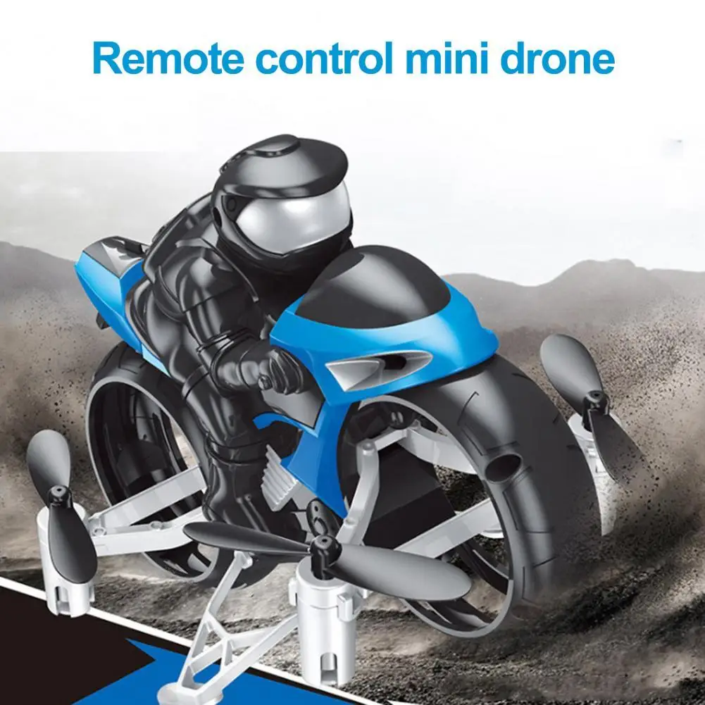 

Land and Air Amphibious Remote Control Motorcycle Lightweight Sturdy Plastic Super Cool Stunt Motorcycle for Kids Mini Drone