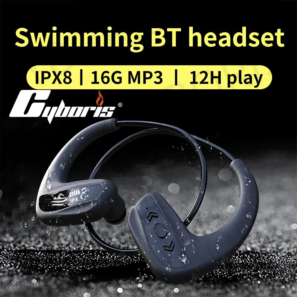 Bluetooth-гарнитура CYBORIS наушник для плавания 16 ГБ водонепроницаемость Ipx8 12 часов