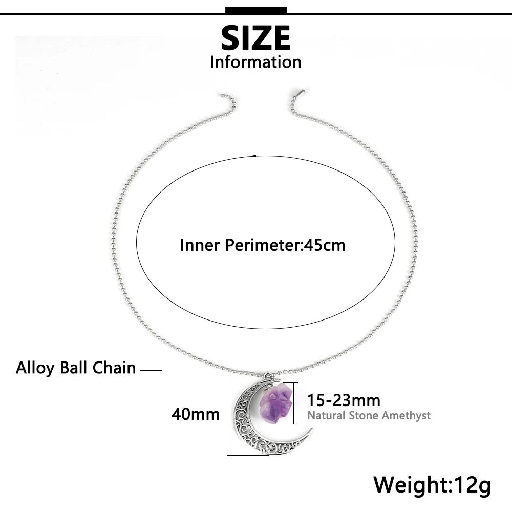 Женская Луна очарование натуральный камень аметисты Фиолетовый Кристалл