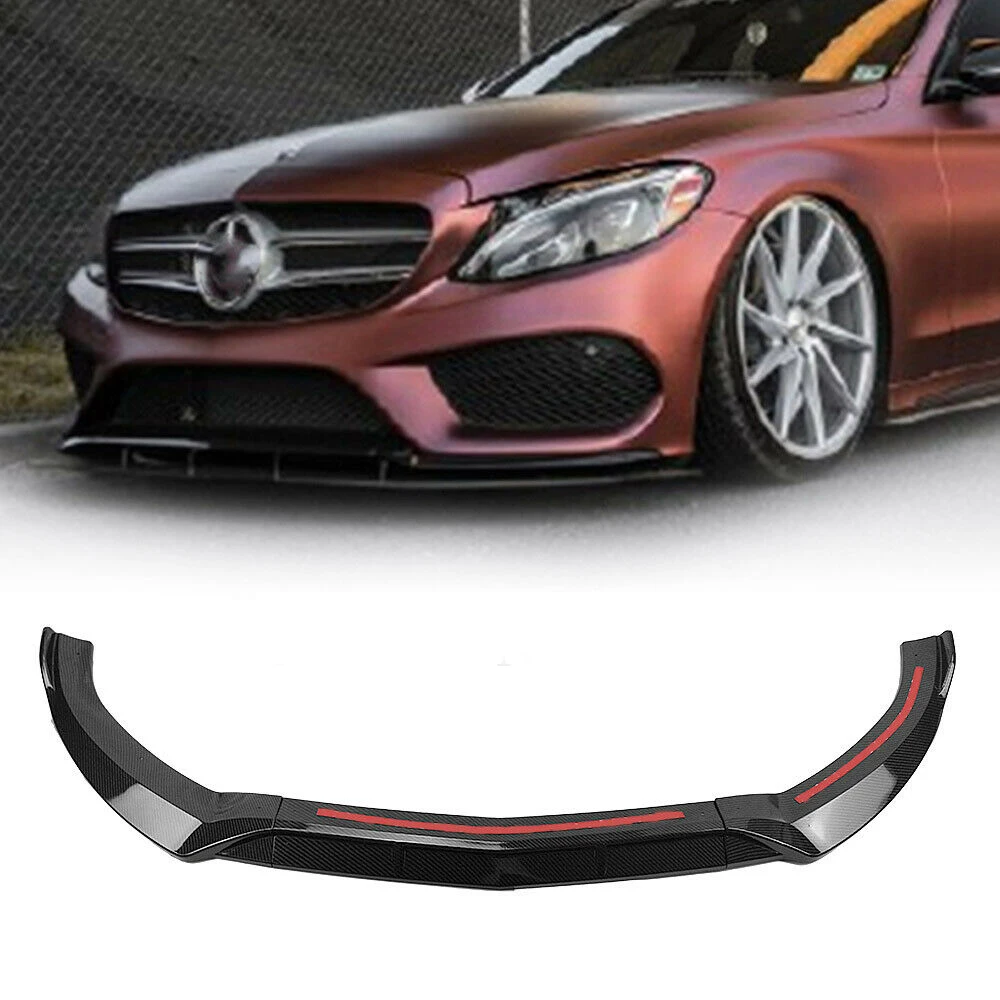

For Mercedes Benz C-Class W205 2015-2018 Sport Front Bumper Spoiler Lip ABS Carbon Fiber Look Lower Body Kit Splitter Chin Blade
