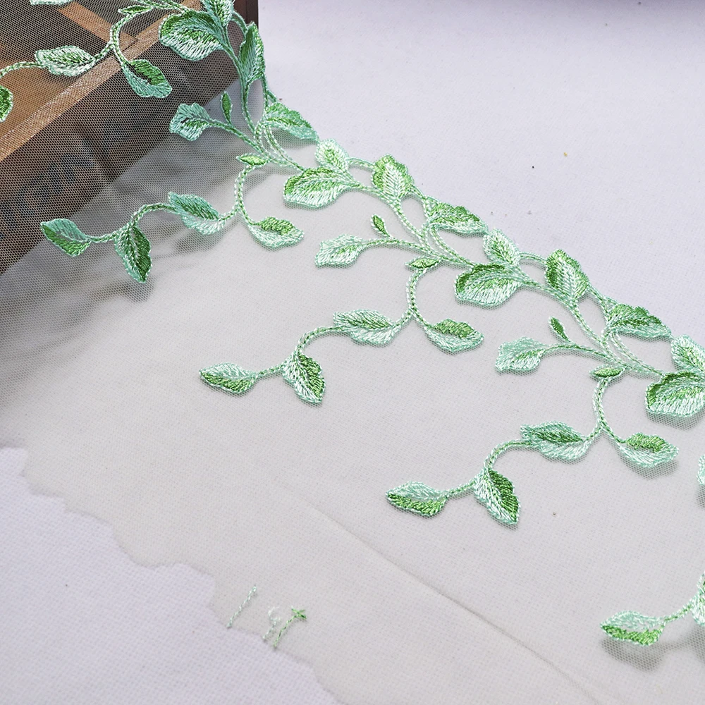 Сетчатая Ткань для шитья сетчатая ткань с вышитыми зелеными листьями аксессуары