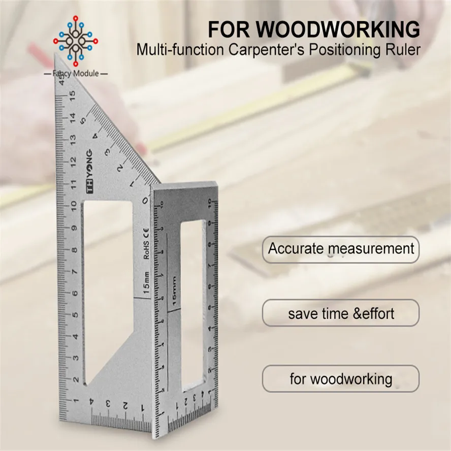 

Многофункциональная квадратная линейка из нержавеющей стали и алюминиевого сплава с углом 45/90 градусов измерительный инструмент для дерев...