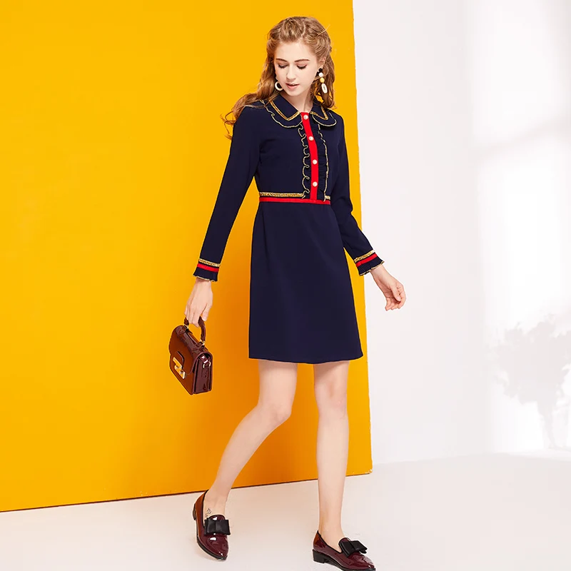 JSXDHK женское платье трапециевидной формы с длинными рукавами и оборками модное