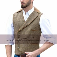 summer mens suit vest 5 button herringbone tweed vest tailored collar vests for male waistcoat