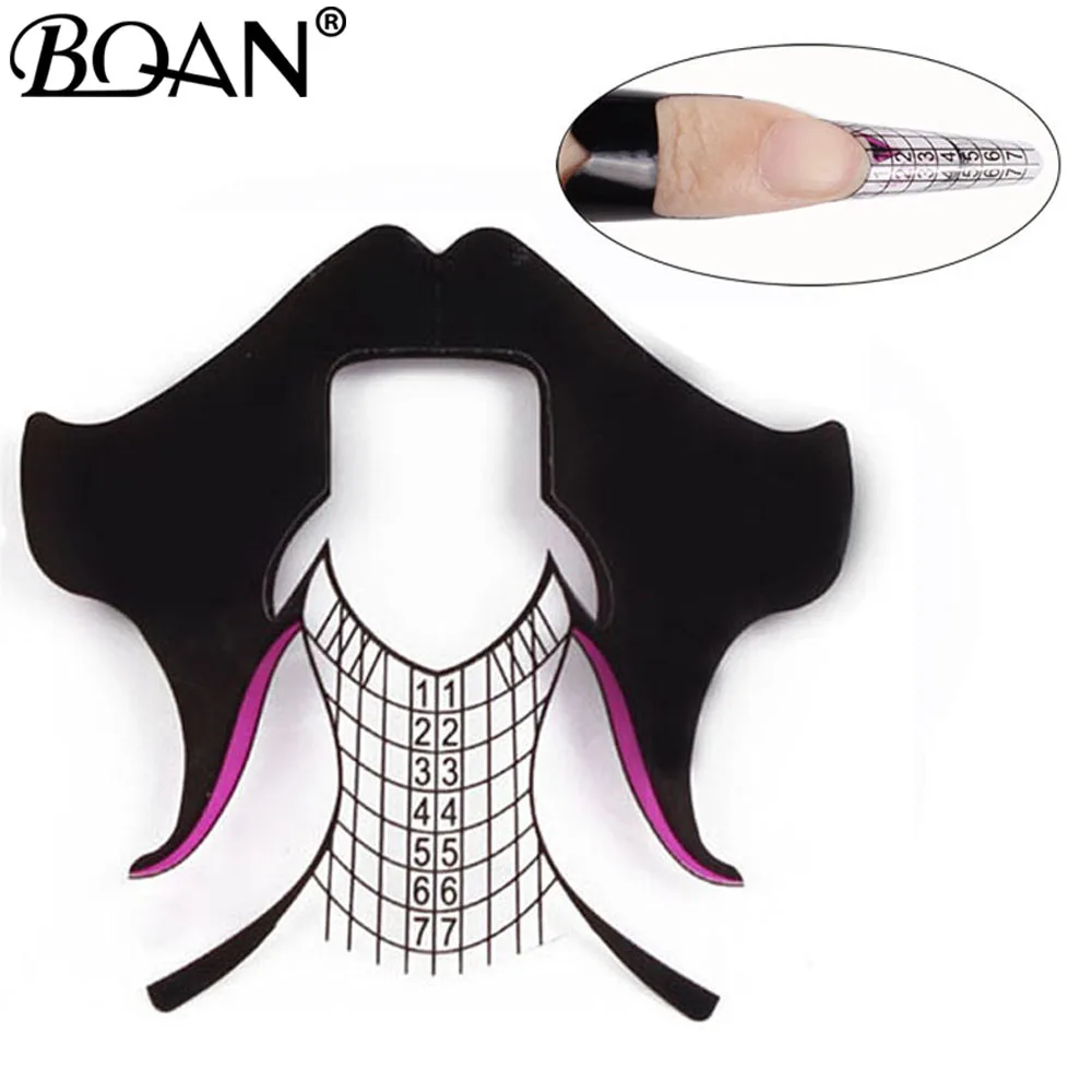 

BQAN 50/100/500PCS New Design Plastic Black Hair Shape Nail Forms Nail Art Extension Tips Tool Manicure Gel UV