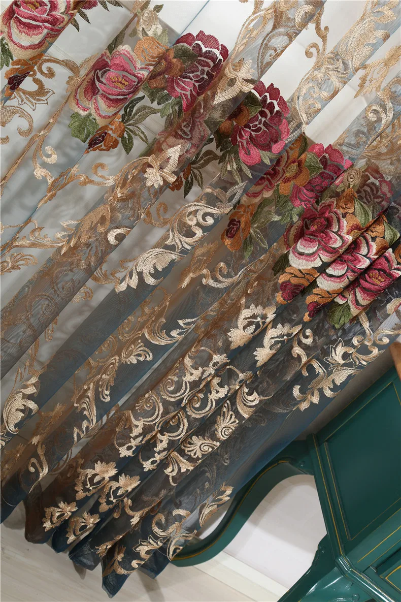 

2021 Italian Velvet European-Style Living Room Bedroom Tulle Luxury Water Soluble Embroidery Morden Tulle Fashion Voile