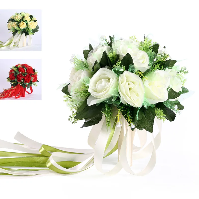 Кремовый красный свадебный букет шампанского искусственный цветок ручной