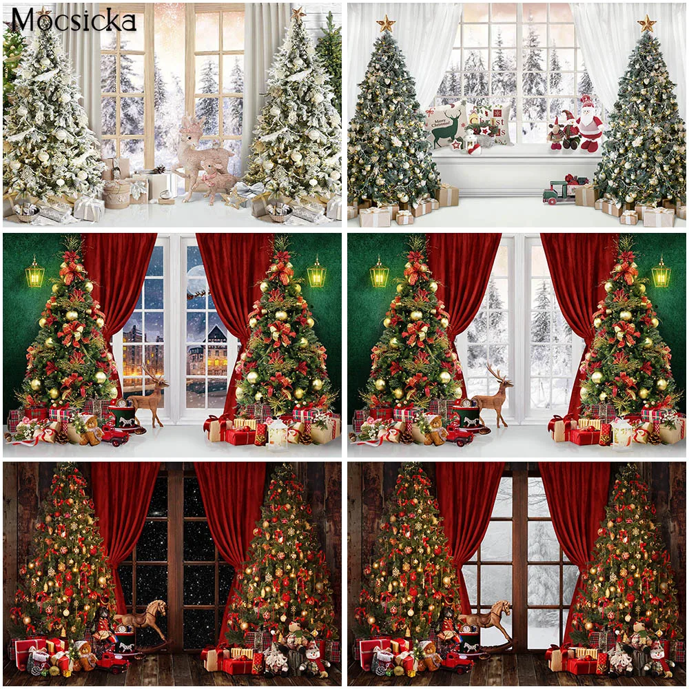 

Toy Christmas Backdrop Girl Kids Portrait Photostudio Family Photo Christmas Trees Banner Photography Background Festival Props