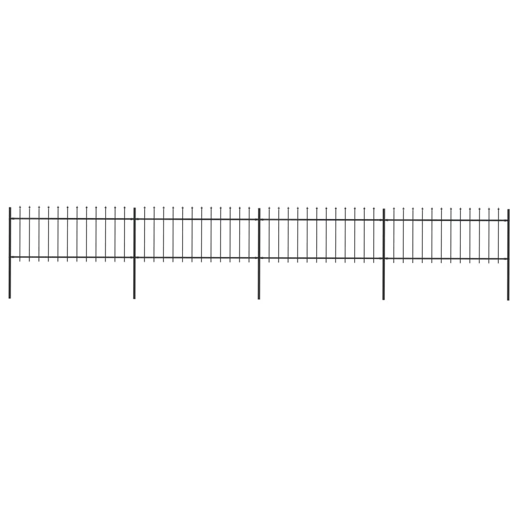 

Garden Fence with Spear Top Steel 267.7"x31.5" Black