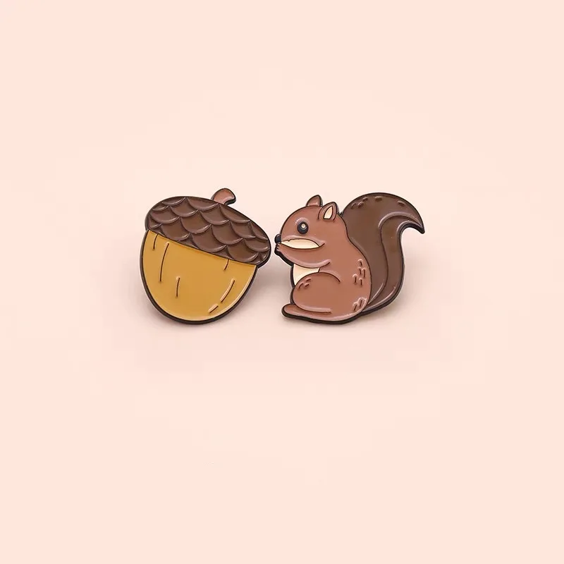 

Forest Animal Enamel Pins Squirrel Pine Cones Brooch Lapel Badge Bag Jewelry Gift for Kid Friend