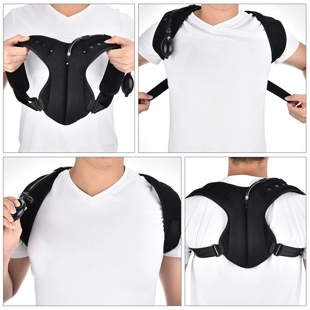 

Manual Inflatable Orthotics Back Support Belt Adjustable Posture Corrector Breathable Clavicle Spine Posture Correction Pain Rel
