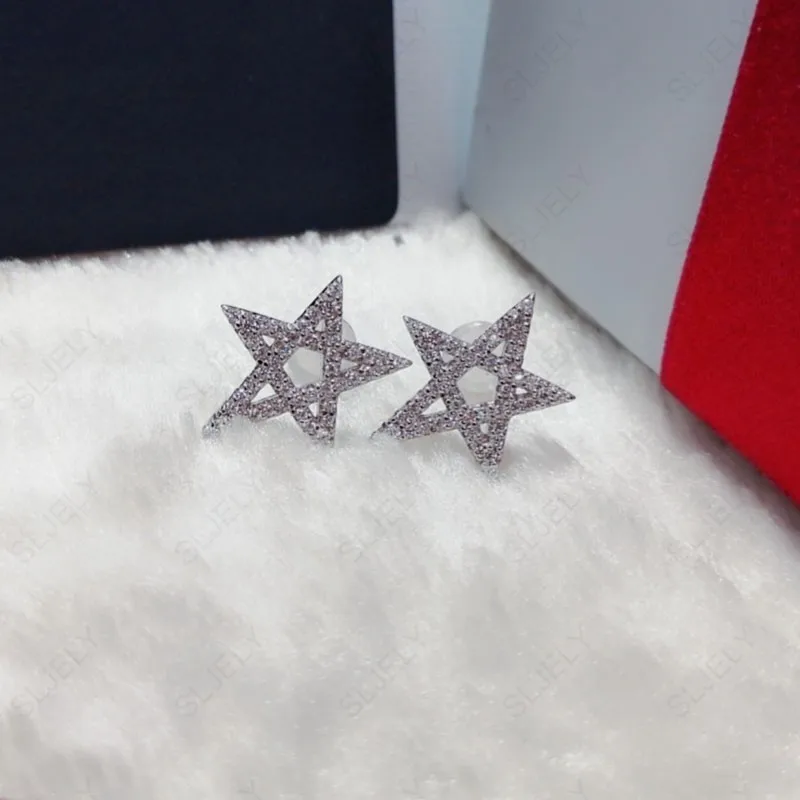 Женские серьги гвоздики из стерлингового серебра 925 пробы с микро кубическим