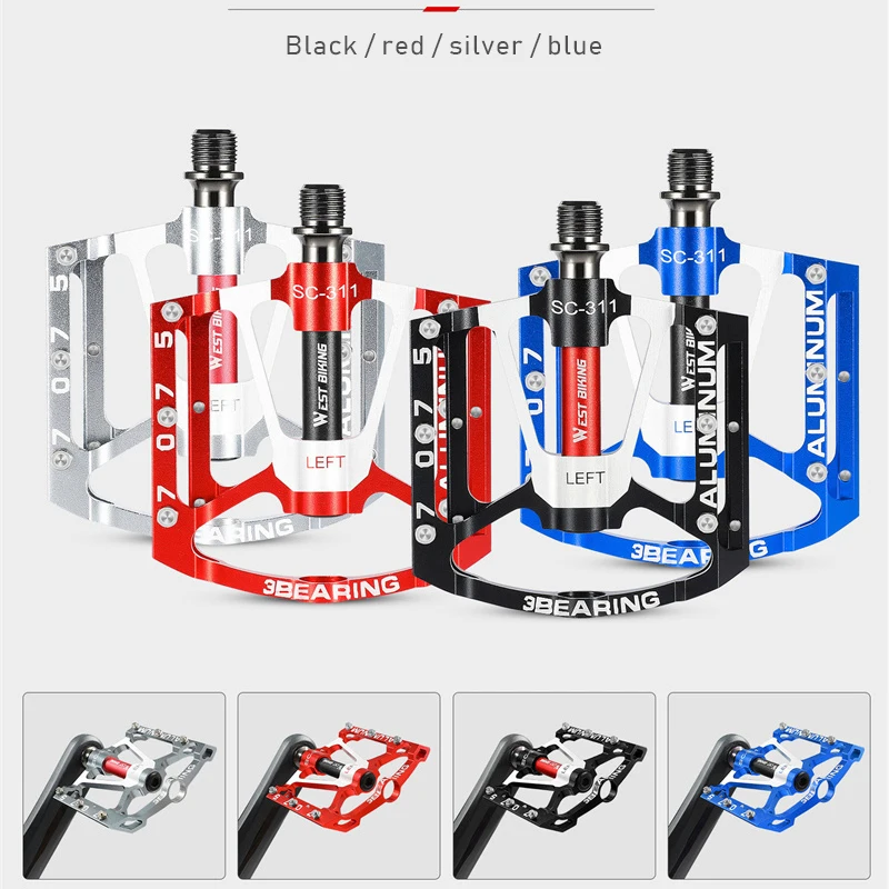 

WEST BIKING Ultralight Bicycle Pedal Aluminum Alloy Pedal Anti-slip MTB 3 Bearings Pedal For Mountain Road Bike Accessories