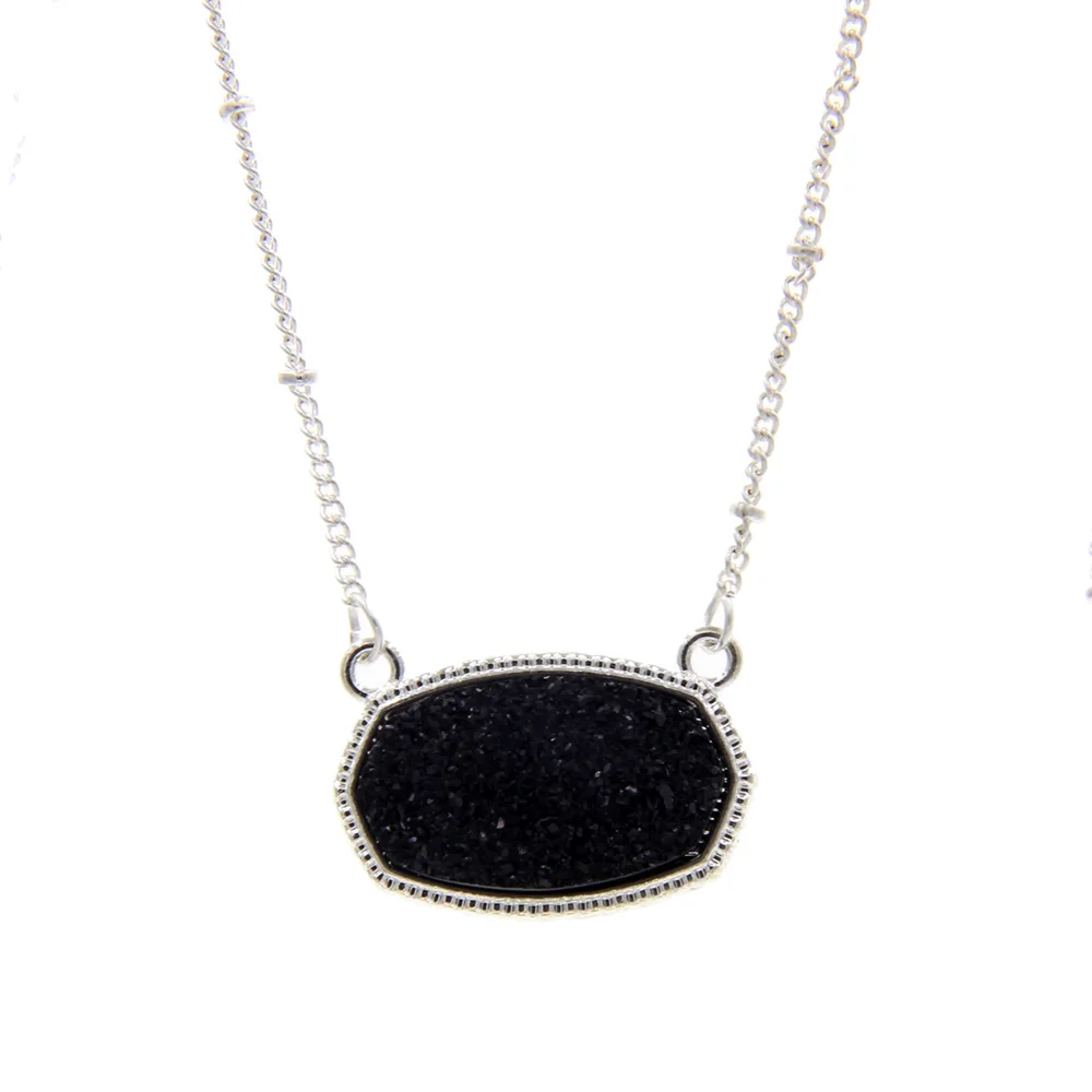 

Druzy Crystal Pendant Necklace Iridescent Quartz Stone Charms Choker Handmade Jewelry