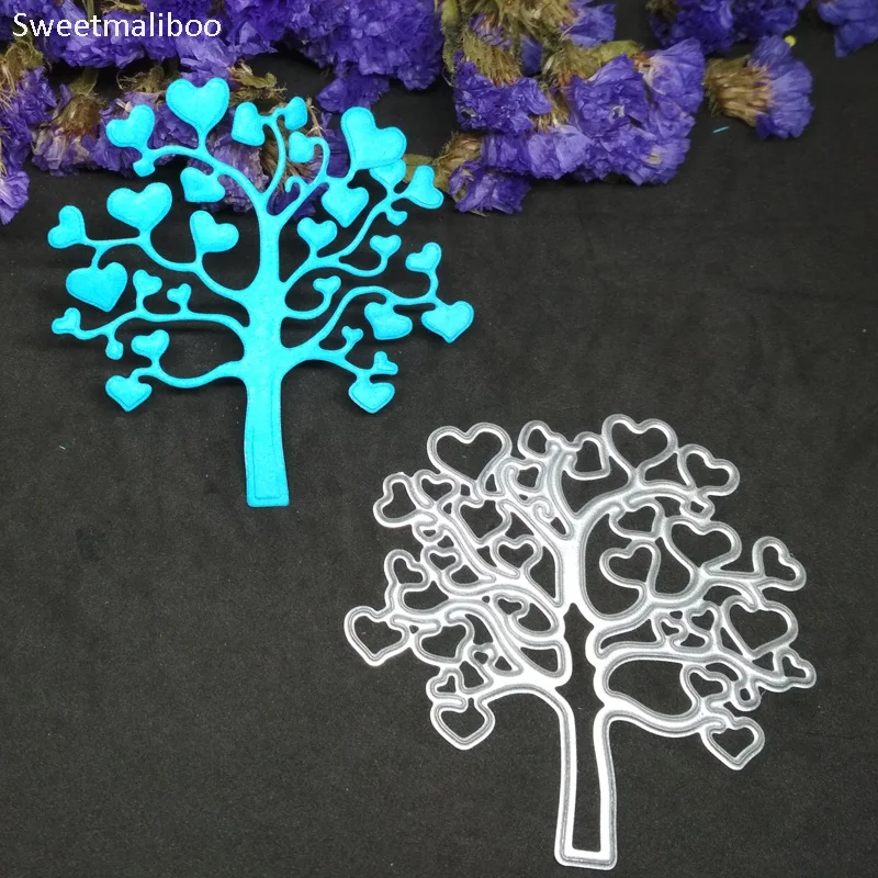 Умирает трафарет для скрапбукинга в форме сердца Дерево желаний рамка фон