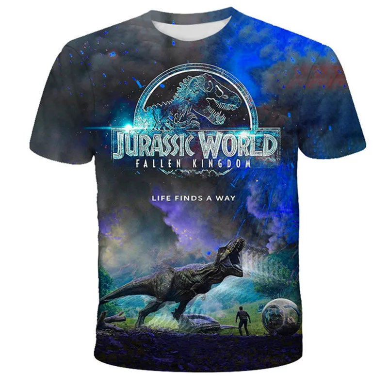 

Boys Girls Cartoon Dinosaur tee shirt Printed tshirt funny Harajuku Tops Jurassic offline park For 4-14 Years children t-shirt