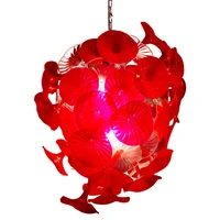 flower decorative glass pendant lighting red shade luxury wedding chandeliers hand blown glass chandelier for christmas decor