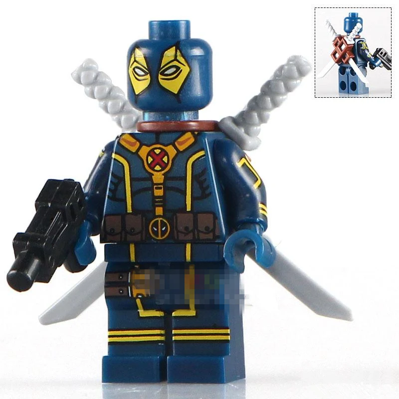 Одиночная продажа синий Дэдпул волк Человек паук Marvel Супер Герои модель минифиг