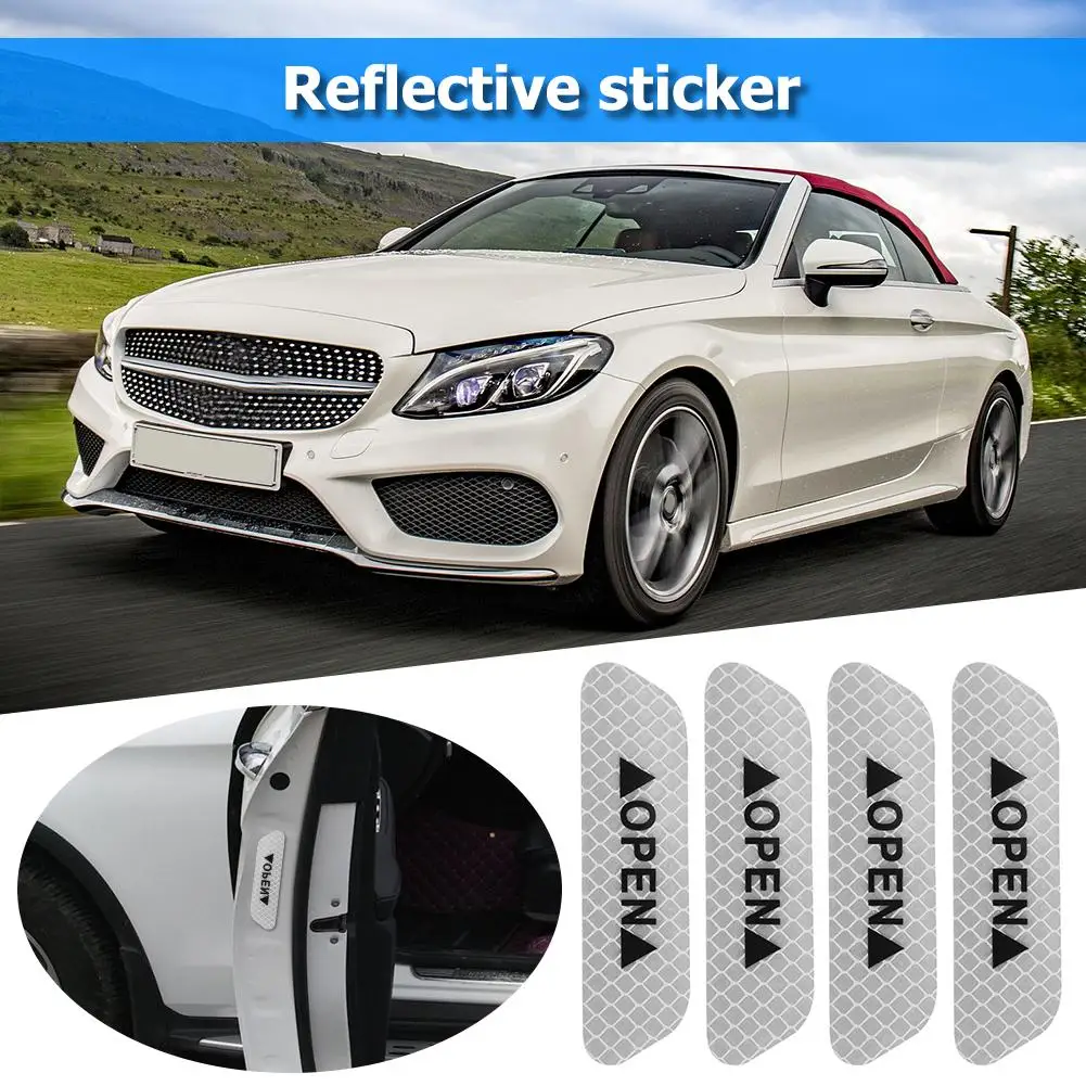 4pcs Car OPEN Reflective Tapes Sticker Auto Door Warning Mark Notice CRV Reflector Strip Reflectant Luminous Reflex Safet New | Автомобили