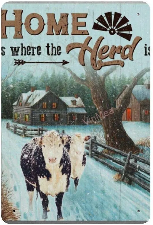 

Bit SIGNSHM is Where The Herd is Retro Metal Tin Sign Plaque Poster Wall Decor Art Shabby Chic Gift Suitable 12x8 Inch